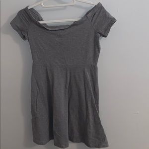 off the shoulder grey dress